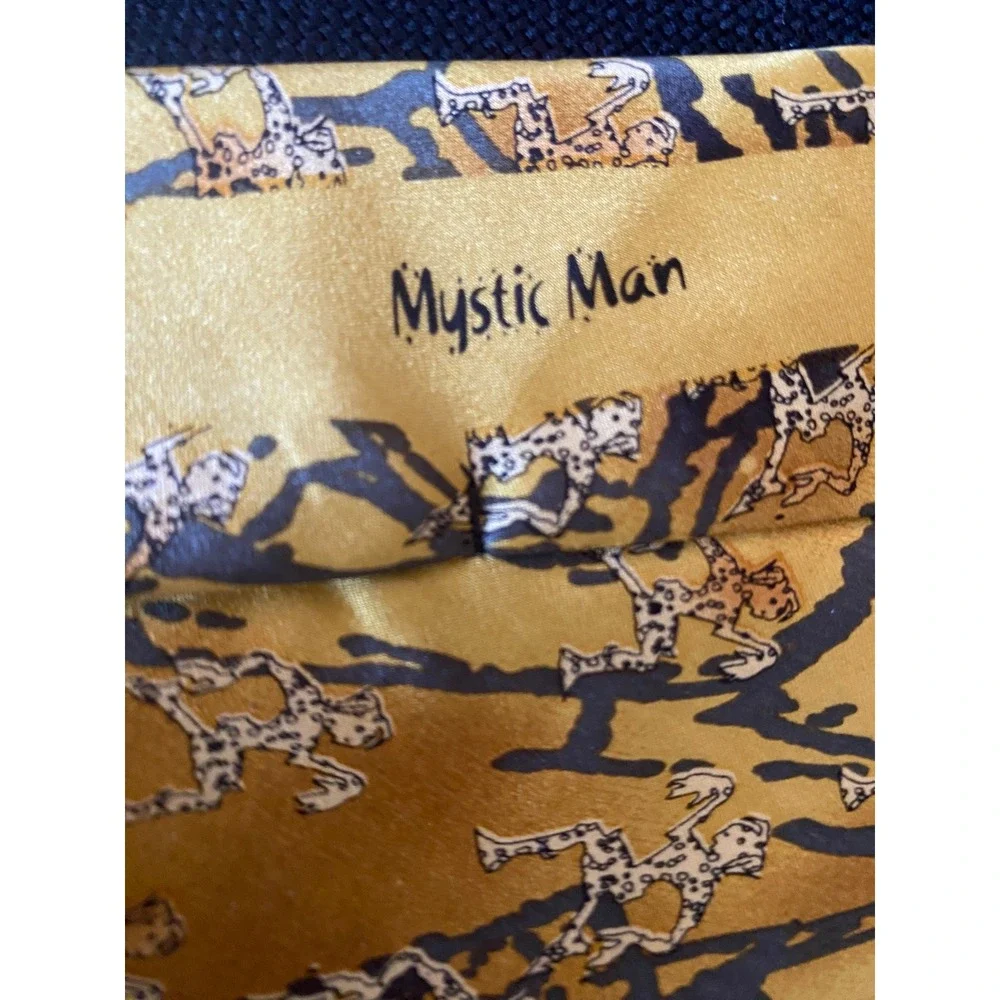 Carlos by Carlos Santana Mystic Man Silk Tie Gold Yellow Abstract Dancing Figure